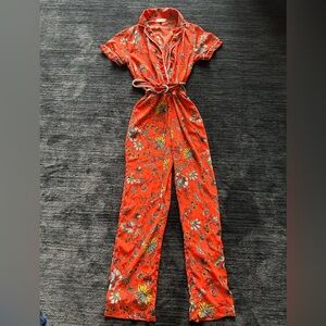 Molly Bracken Orange Floral Jumpsuit